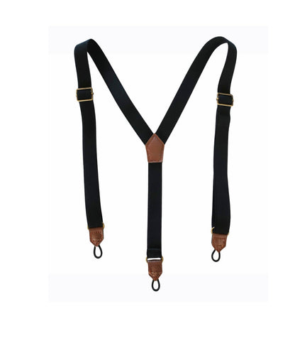 Bradford Black Dogtooth Woven Trousers With Removable Suspenders / Braces - Select Size