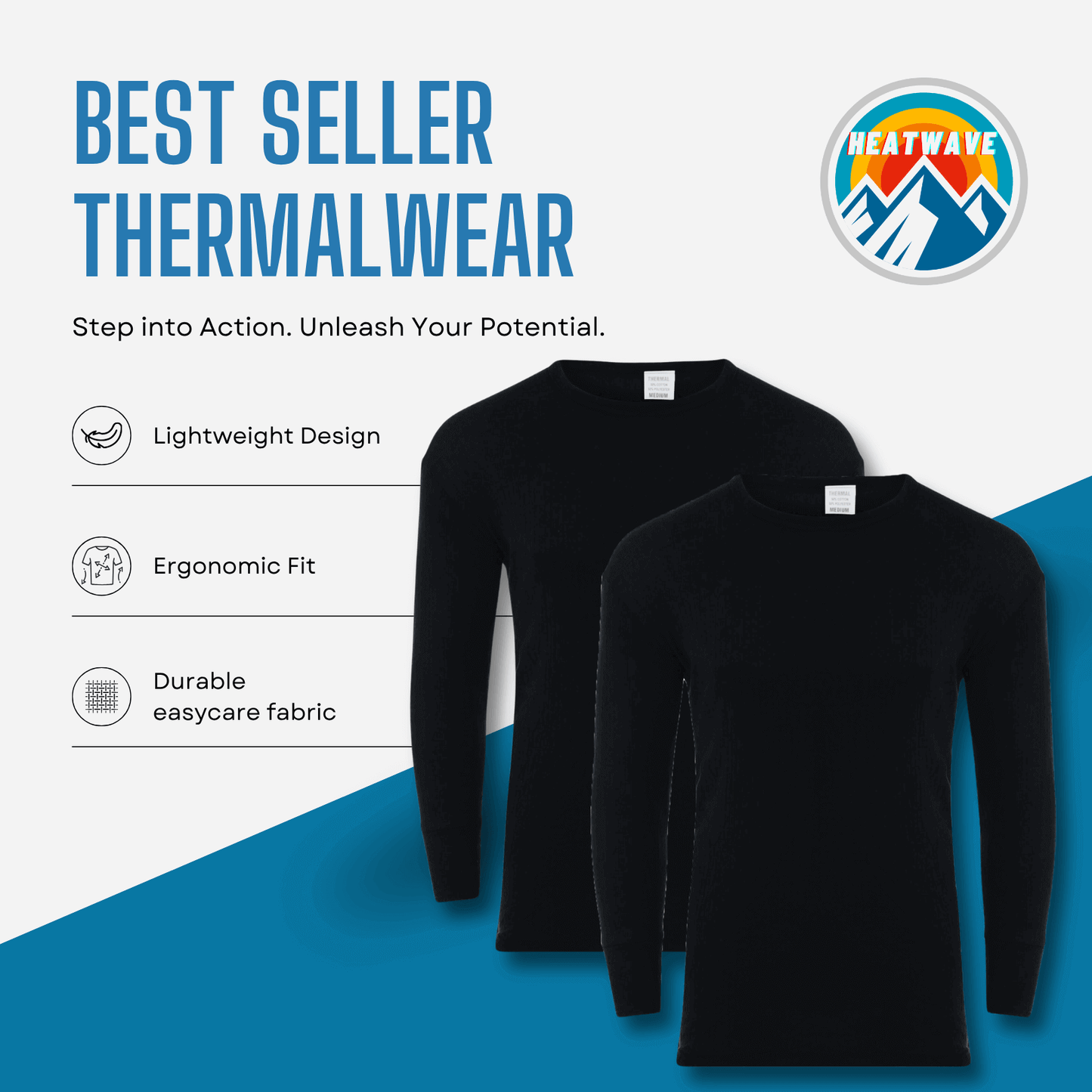 2 Pack Mens Thermal Underwear Set T Shirt