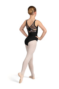 CL5237 - Girls Black Cross Back Cami Leotard - Select Size