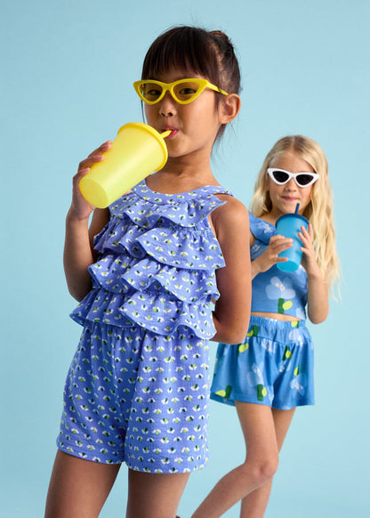 Blue Ruffled Romper - Select Size