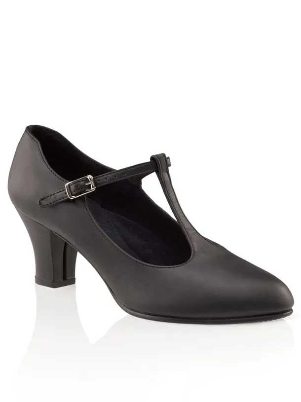750 Black - Womenâs Jr Footlight T-Strap Character Shoe - Select Size