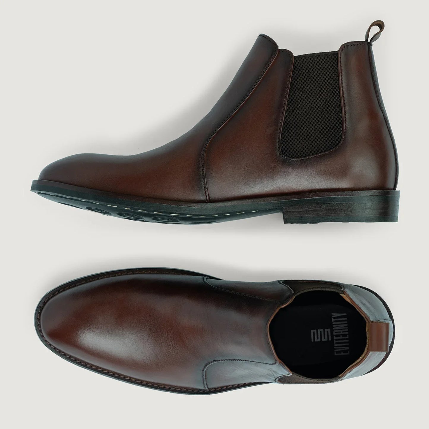 Clarkson Chelsea Brown Burnished Leather Boots - StudGuard