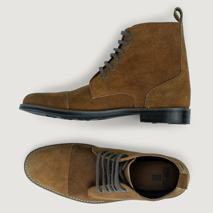 Knight Derby Brown Suede Leather Boots - StudGuard