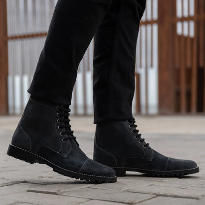 Knight Derby Grey Suede Leather Boots - TerraGrip