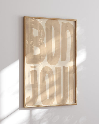 Bonjour' - Word Art Print