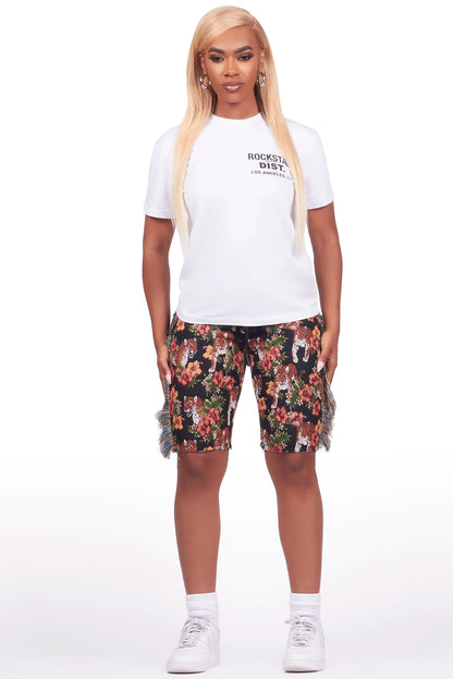 Alexsia White/Black T-Shirt Short Set