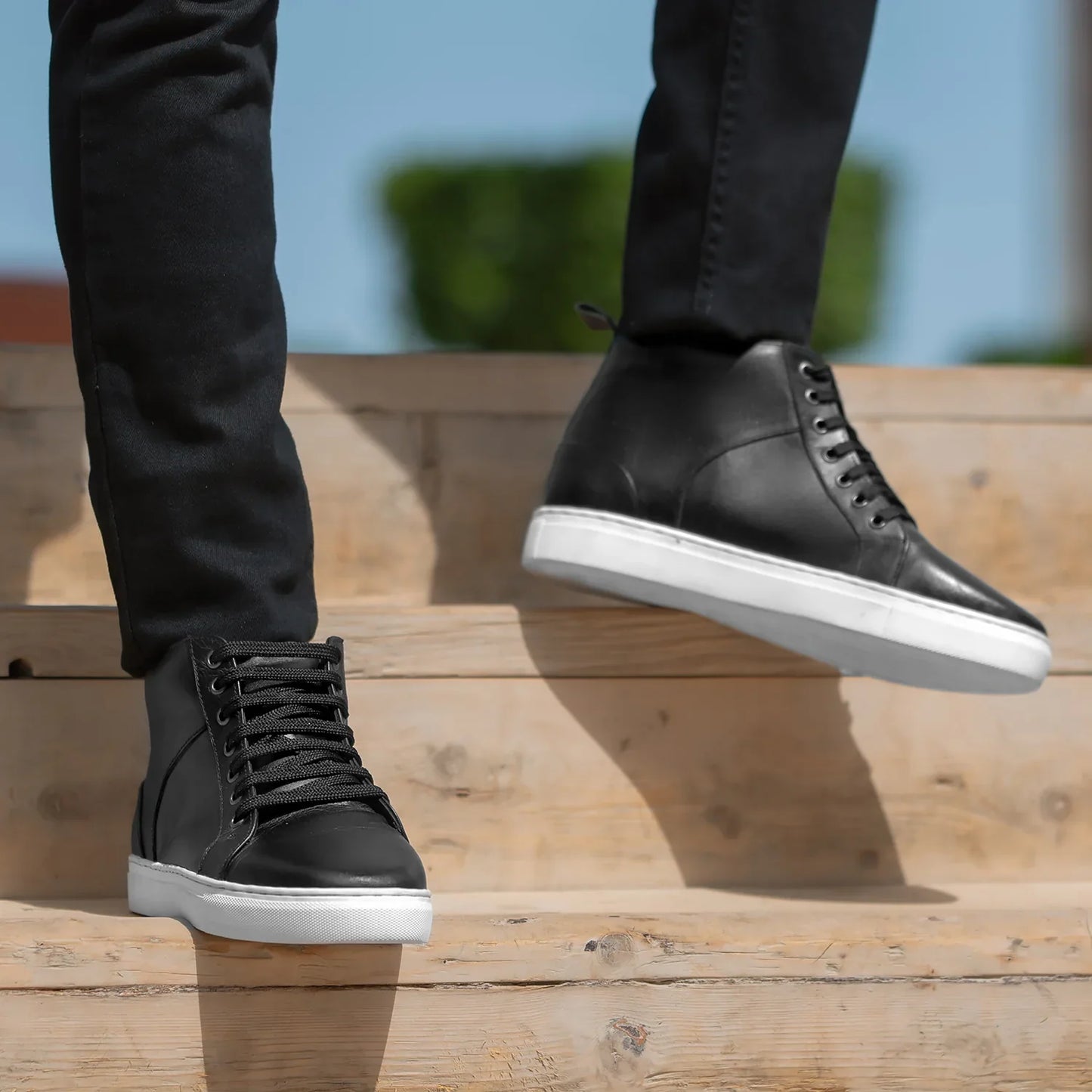 Marty High Top Black Leather Sneakers
