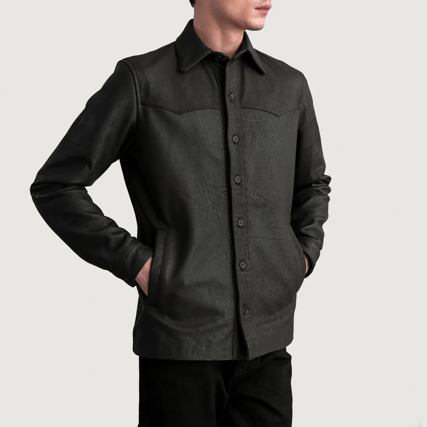Bronco Tumbled Brown Leather Shirt