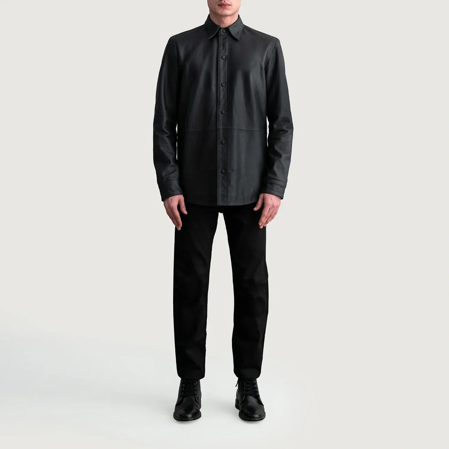 Haven Matte Black Leather Shirt