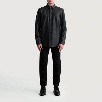 Haven Matte Black Leather Shirt