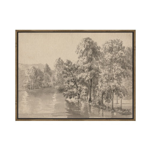 "Sepia River" Framed Canvas