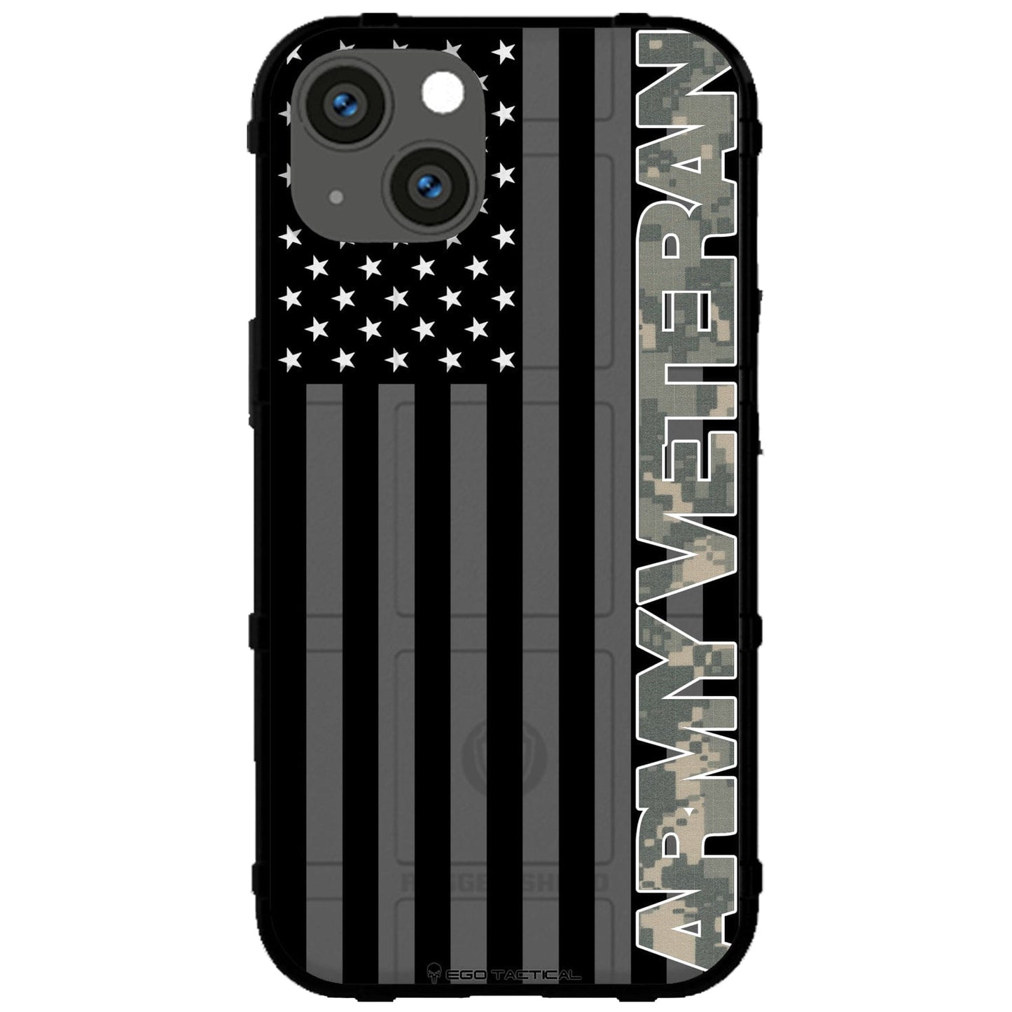 Veterans Day 2021 Army, Navy, Air Force, Marines, Coast Guard Veteran Black US American Flag & Camo Pattern Custom Printed Case Design for Apple, Samsung, Google & Motorola Phone Models