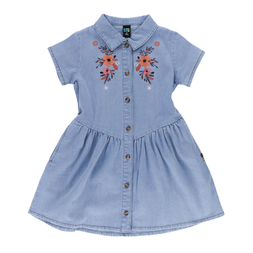 Floral Denim Dress - Select Size