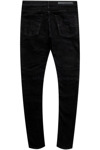 Bk Signature Biker / Zipper Knee Jean- Black