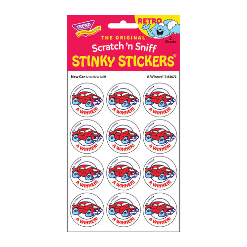 A Winner! - New Car-Scented Retro Scratch 'n Sniff Stinky StickersÂ®