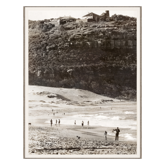 "Vintage Cliffside Beach" Framed Art Print