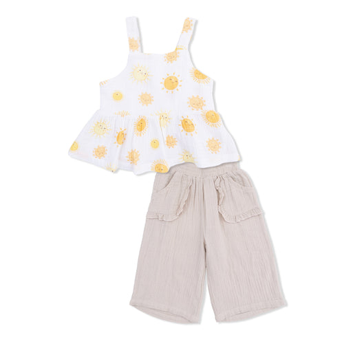 Happy Suns Peplum Tank w/Wide Leg Pant